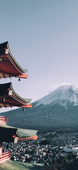 Fujiyama, volcano, Japan Wallpaper 1284x2778