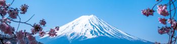 Fujiyama, volcano, Japan Wallpaper 1590x400