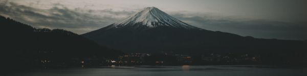 Fujiyama, volcano, Japan Wallpaper 1590x400