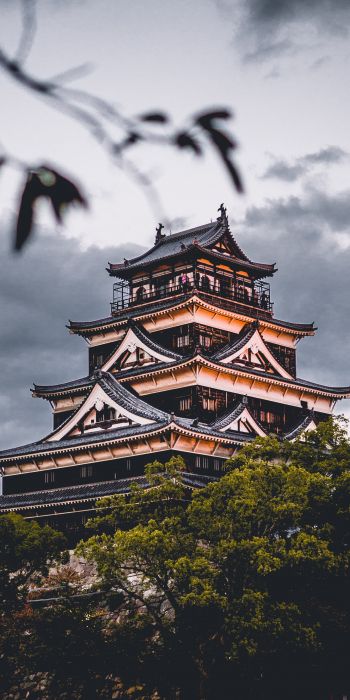 Hiroshima Castle, temple, Japan Wallpaper 720x1440