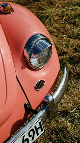 Обои 1440x2560 Розовый VW Beetle