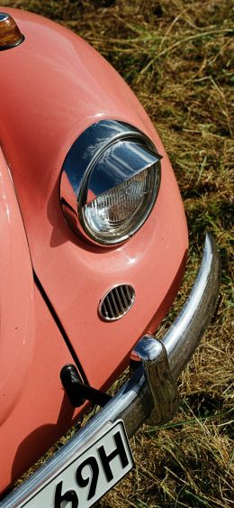 Обои 1080x2340 Розовый VW Beetle