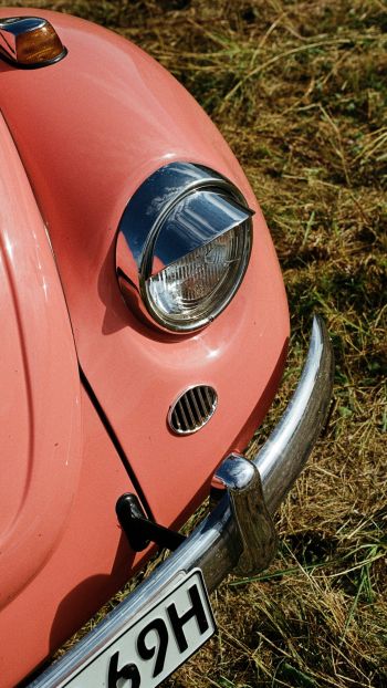 Обои 1080x1920 Розовый VW Beetle
