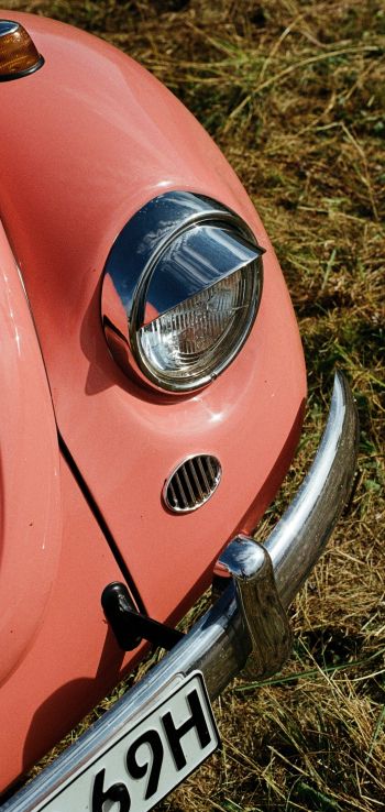 Обои 1440x3040 Розовый VW Beetle