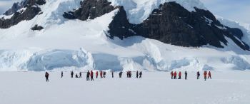 Antarctica, snowy mountains Wallpaper 3440x1440