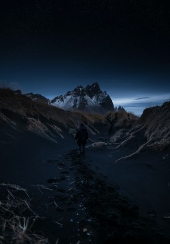 Iceland, mountains in the night Wallpaper 1668x2388