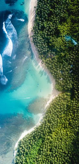 bird's eye view, sea Wallpaper 1440x2960