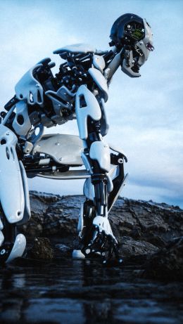 robot, sky Wallpaper 640x1136