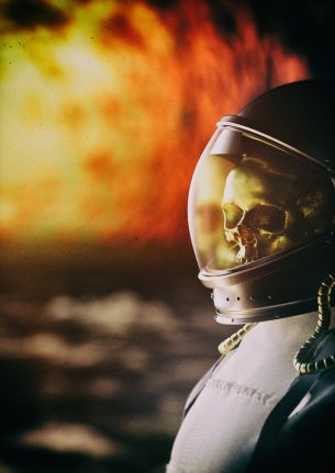 astronaut, fire Wallpaper 2480x3507