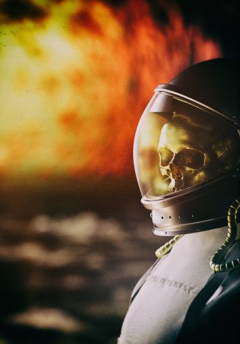astronaut, fire Wallpaper 1668x2388