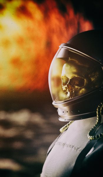 astronaut, fire Wallpaper 600x1024
