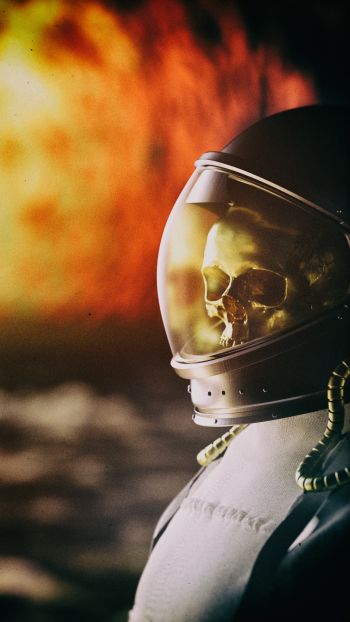 astronaut, fire Wallpaper 1440x2560