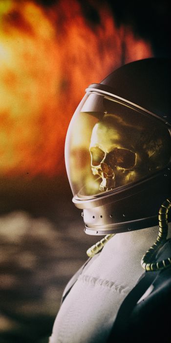 astronaut, fire Wallpaper 720x1440