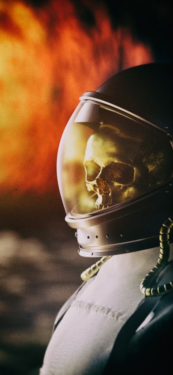 astronaut, fire Wallpaper 1170x2532