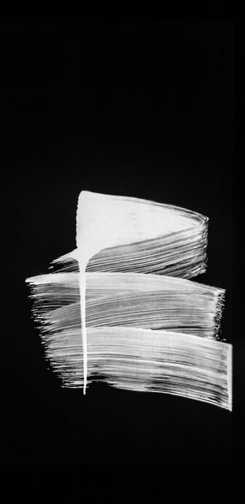 brush stroke, white on black Wallpaper 1080x2220