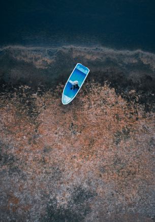 boat, man, water Wallpaper 1668x2388