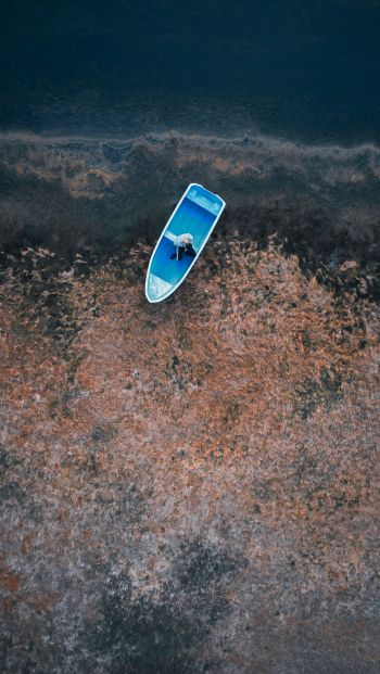 boat, man, water Wallpaper 640x1136