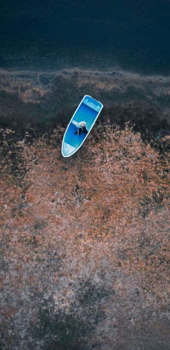 boat, man, water Wallpaper 1080x2220