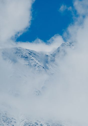 mountains, snow, clouds Wallpaper 1640x2360