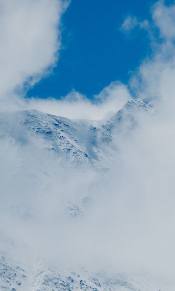 mountains, snow, clouds Wallpaper 1200x2000