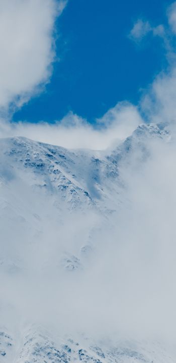 mountains, snow, clouds Wallpaper 1080x2220