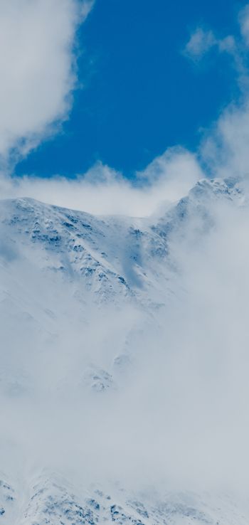 mountains, snow, clouds Wallpaper 1440x3040