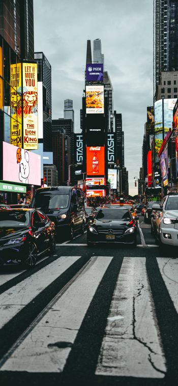 times square, Manhattan, New York, USA Wallpaper 1080x2340