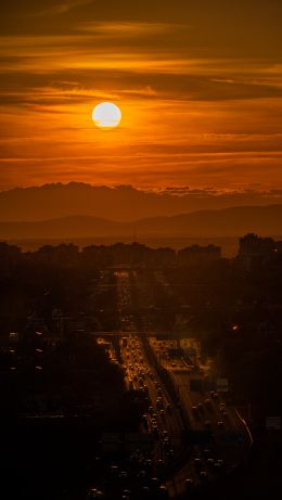 sunset, huge sun Wallpaper 640x1136