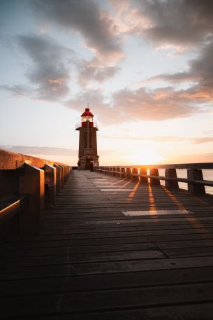 lighthouse, Fekan, France Wallpaper 640x960