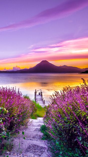 Обои 640x1136 Озеро Атитлан, Гватемала, озеро