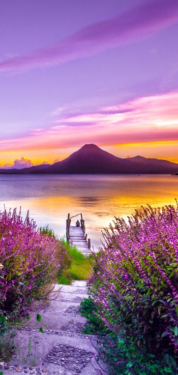 Lake Atitlan, Guatemala, lake Wallpaper 1080x2280