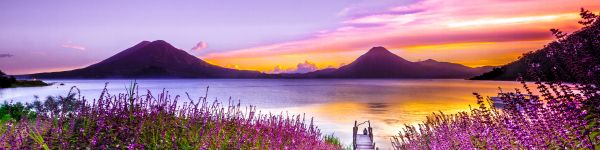 Lake Atitlan, Guatemala, lake Wallpaper 1590x400