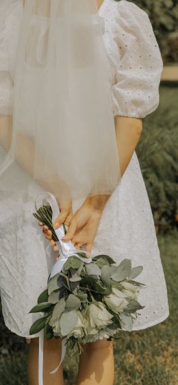 Обои 828x1792 невеста, свадебное платье
