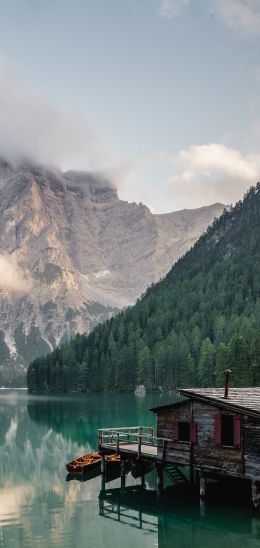 Lake Braies, lake house, lake Wallpaper 1080x2280