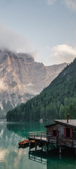 Lake Braies, lake house, lake Wallpaper 1080x2400