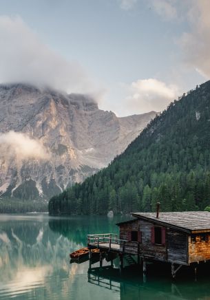 Lake Braies, lake house, lake Wallpaper 1668x2388