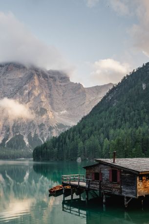 Lake Braies, lake house, lake Wallpaper 640x960