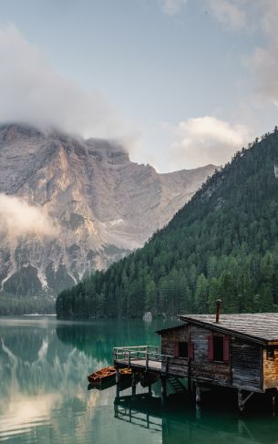 Lake Braies, lake house, lake Wallpaper 1752x2800