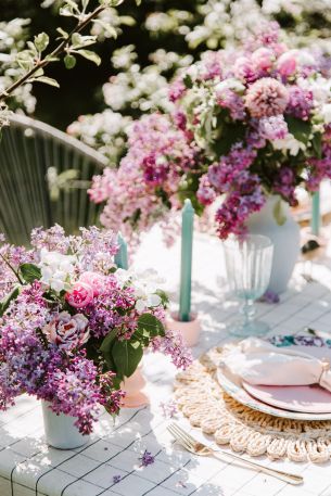 table setting, lilac Wallpaper 3840x5760