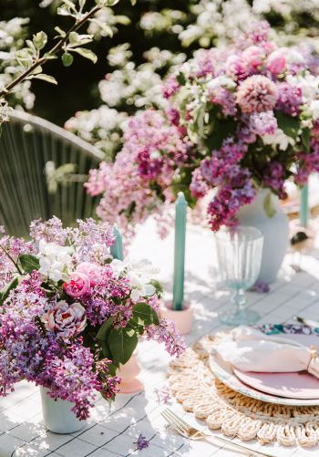table setting, lilac Wallpaper 1668x2388
