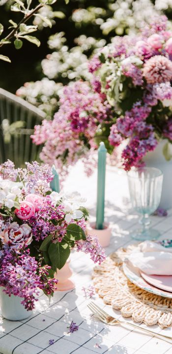 table setting, lilac Wallpaper 1080x2220