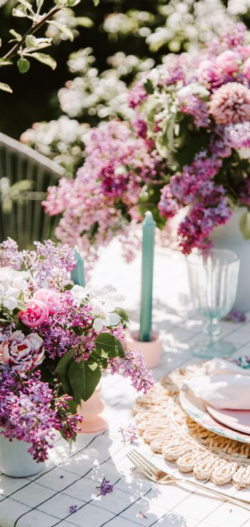table setting, lilac Wallpaper 720x1520