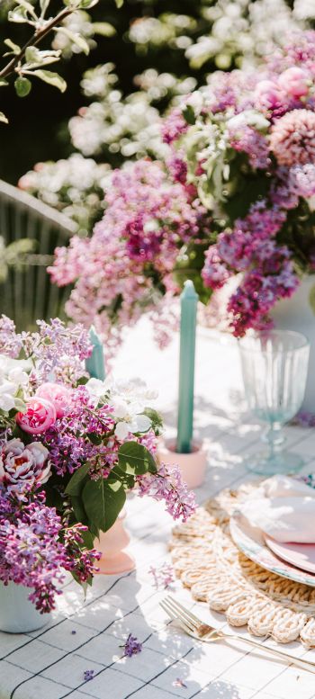 table setting, lilac Wallpaper 1080x2400