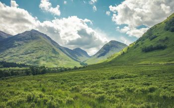 Обои 1920x1200 долина, холмы, Шотландия