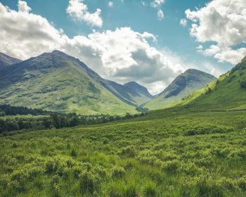 Обои 1280x1024 долина, холмы, Шотландия