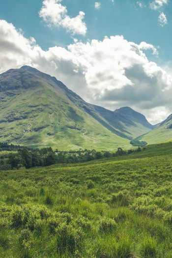 Обои 640x960 долина, холмы, Шотландия