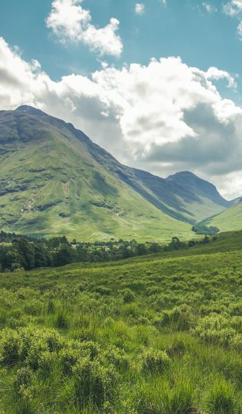 Обои 600x1024 долина, холмы, Шотландия