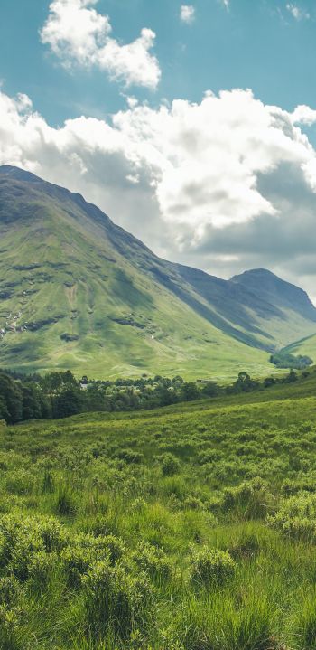 Обои 1080x2220 долина, холмы, Шотландия