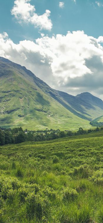 Обои 1170x2532 долина, холмы, Шотландия