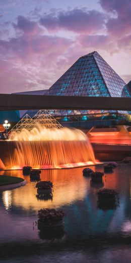 Epcot, fountain, evening Wallpaper 720x1440